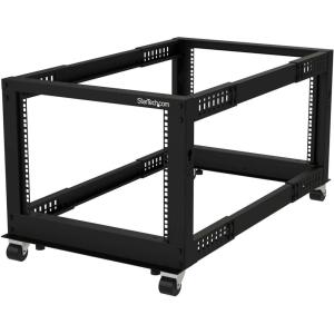 StarTech.com 42U 4 Post Mobile Server Rack, 19&Prime; Network Rack, Adjustable Depth Rolling Rack for PC/AV/Data/IT – Casters, Leveling Feet or Floor Mount (4POSTRACK42)(8U)