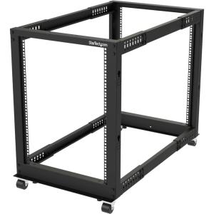 StarTech.com 42U 4 Post Mobile Server Rack, 19&Prime; Network Rack, Adjustable Depth Rolling Rack for PC/AV/Data/IT – Casters, Leveling Feet or Floor Mount (4POSTRACK42)(15U)