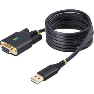StarTech.com Adaptateur USB vers Série de 3m – COM Rétention, Câble Adaptateur/Convertisseur USB RS232, Vis/Écrous Interchangeables, USB-A vers DB9 RS232, FTDI IC, Protection ESD, Windows/macOS/Linux(Null Modem|Pro series)