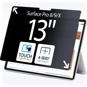 StarTech.com Filtre de Confidentialité à 4 Directions pour Surface Pro 8/9/X 13&Prime;, pour Portrait/Paysage, Écran de Protection, +/- 30 Degrés de Vue, Filtre Anti Lumière Bleue (51%), Anti-Reflet(Surface Pro 13 3&Prime;)
