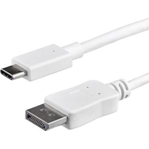StarTech.com USB-C to DisplayPort 1.2 Adapter Cable 6ft 4K 60Hz USB C to DP HBR2 Cable USB Type-C DP Alt Mode to DP Monitor Video Cable Thunderbolt 3 Black (CDP2DPMM6B)(white)