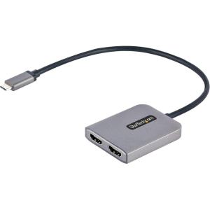 StarTech.com USB-C to Dual HDMI Adapter, USB Type-C Multi-Monitor MST Hub, Dual Display HDMI 4K 60Hz for PC Splitter, HDR, Built-in Extra-Long Cable – Windows Only (MST14CD122HD)(USB-C)