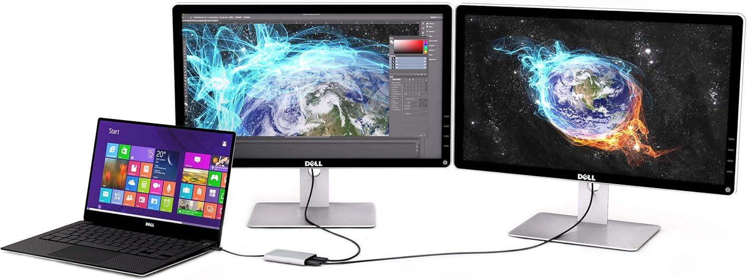 imageAdaptateur Thunderbolt 3 vers Double DisplayPort DP 4K 60 Hz Compatible Windows Uniquement Adaptateur dcran Vido Thunderbolt 3 vers Double DisplayPort USB Type C vers Double DP TB32DP2