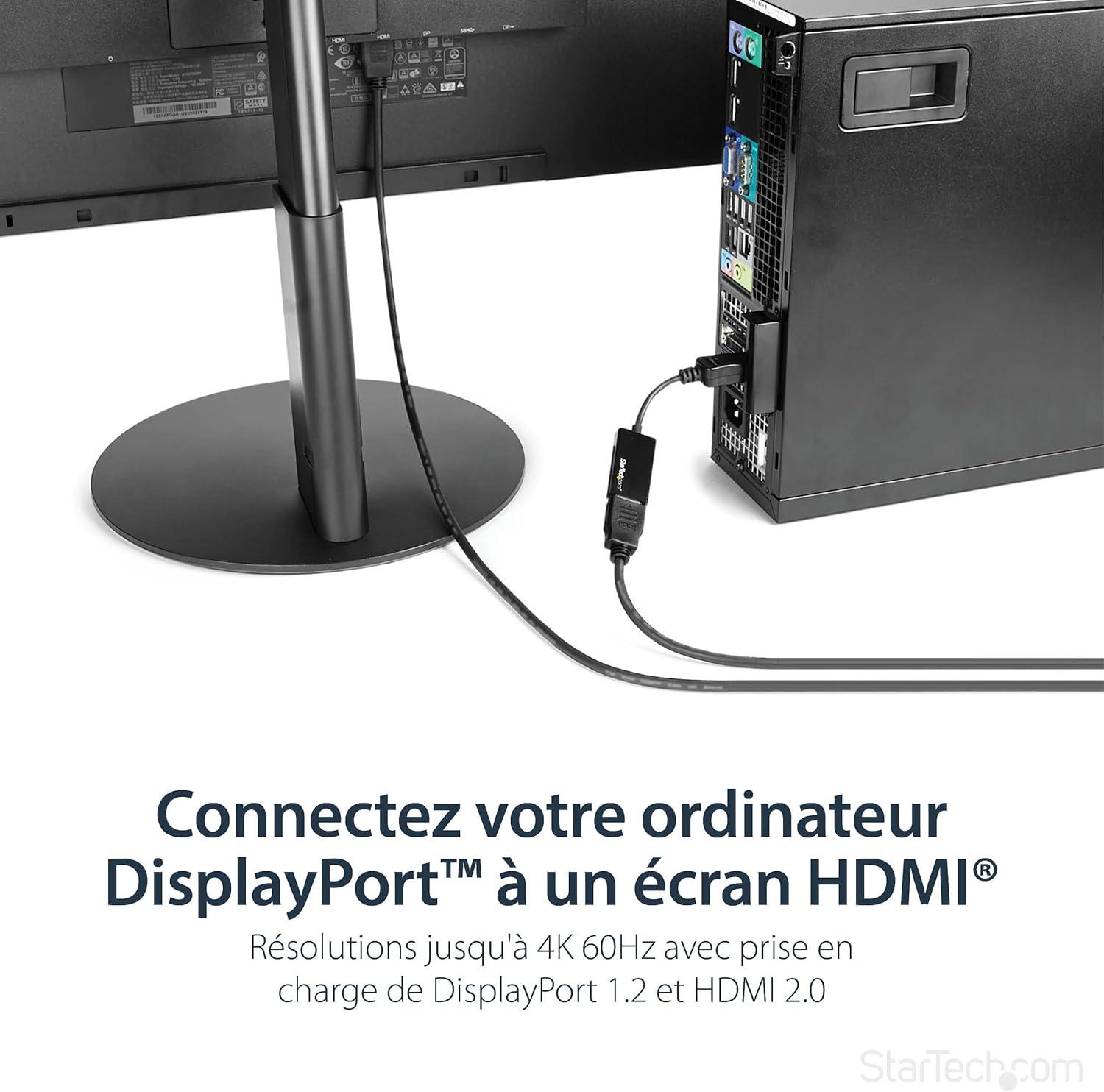 imageStarTechcom Adaptateur DisplayPort vers HDMI Convertisseur Vido 4K 60Hz Active DP 14 vers HDMI 20 Dongle DP vers HDMI pour MoniteurTVcran Connecteur DP Verrouillable DP2HD4K60S