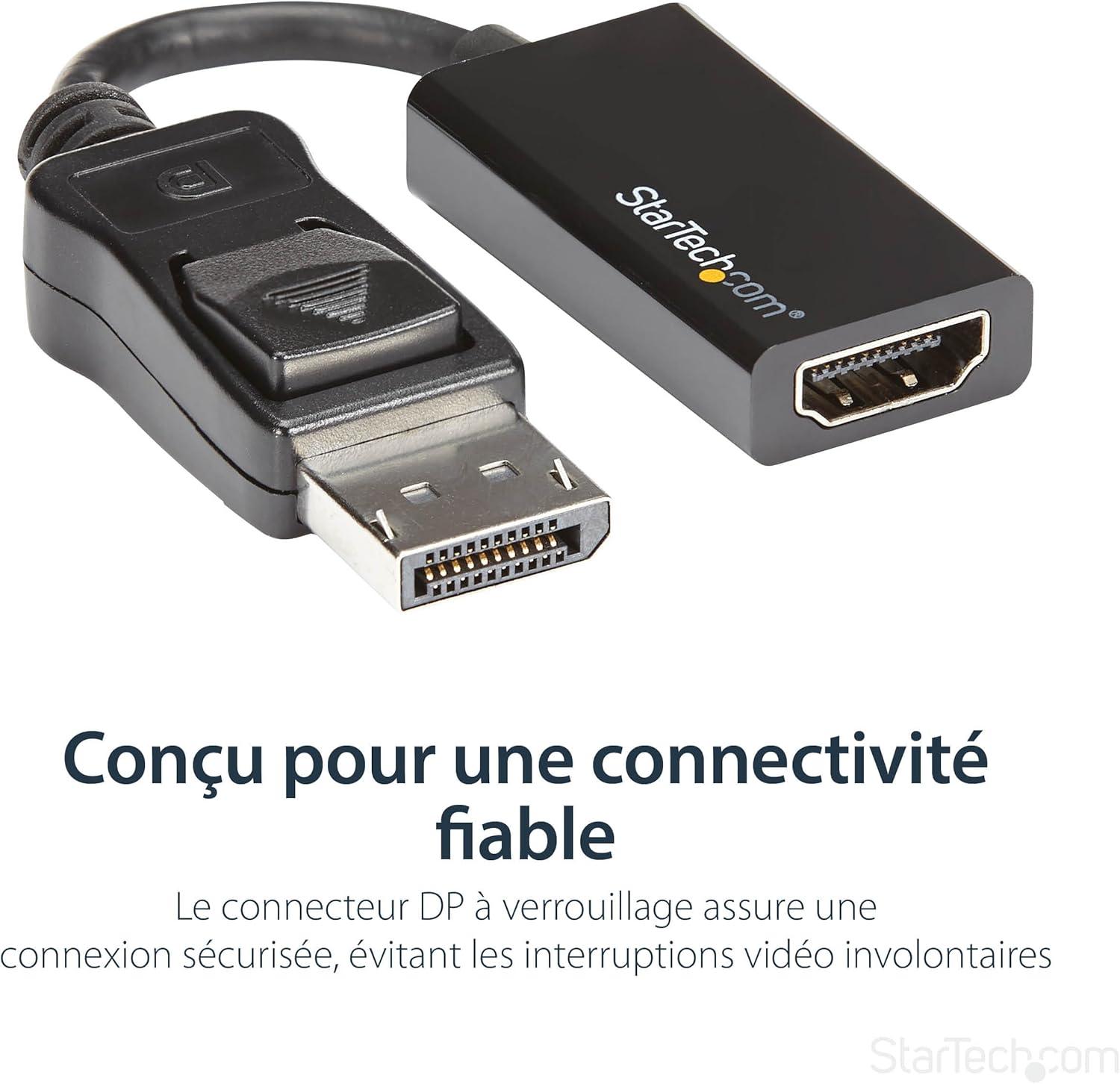 imageStarTechcom Adaptateur DisplayPort vers HDMI Convertisseur Vido 4K 60Hz Active DP 14 vers HDMI 20 Dongle DP vers HDMI pour MoniteurTVcran Connecteur DP Verrouillable DP2HD4K60S