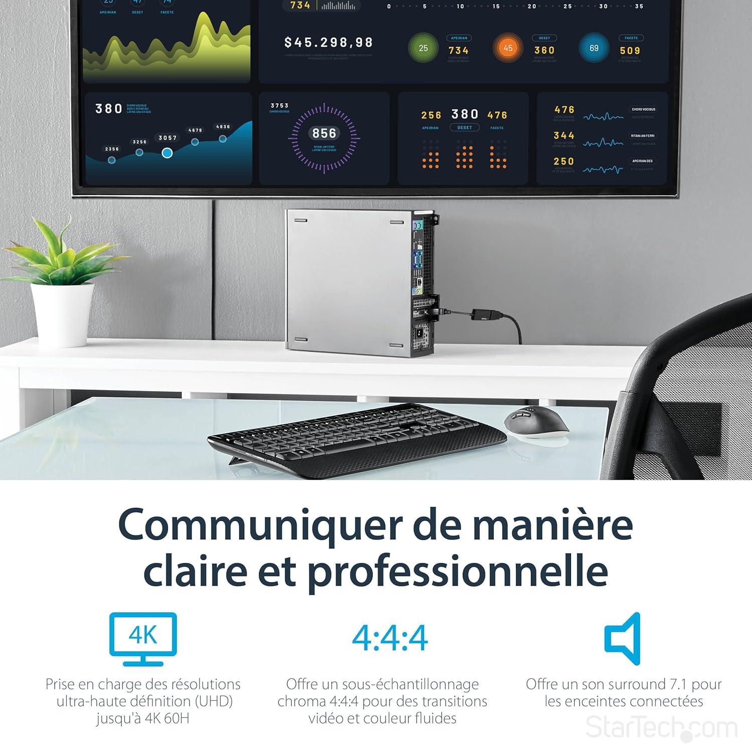 imageStarTechcom Adaptateur DisplayPort vers HDMI Convertisseur Vido 4K 60Hz Active DP 14 vers HDMI 20 Dongle DP vers HDMI pour MoniteurTVcran Connecteur DP Verrouillable DP2HD4K60S