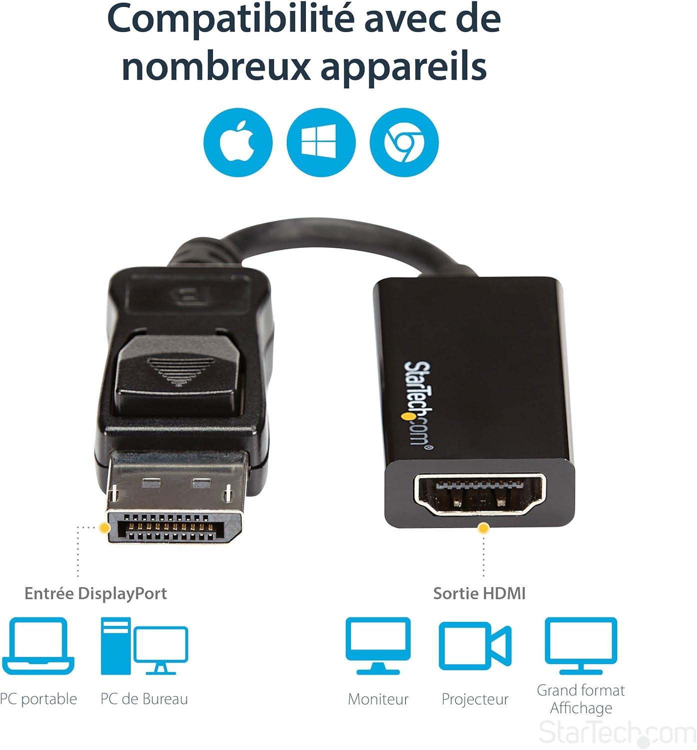imageStarTechcom Adaptateur DisplayPort vers HDMI Convertisseur Vido 4K 60Hz Active DP 14 vers HDMI 20 Dongle DP vers HDMI pour MoniteurTVcran Connecteur DP Verrouillable DP2HD4K60S