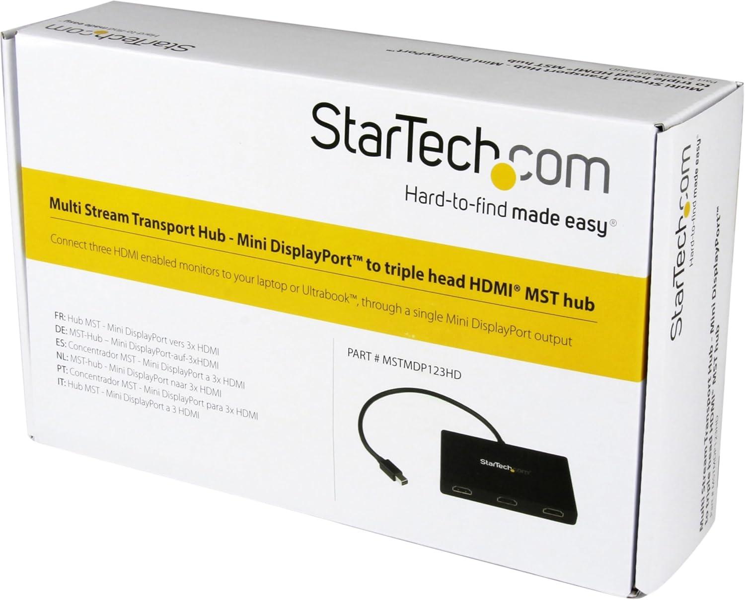 imageStarTechcom Adaptateur Multicrans 3 ports Hub MST Rpartiteur Vido Multicrans Triple cran Mini DisplayPort 12 vers 3 DisplayPort 4k MSTMDP123DP3 Ports Mini DisplayPort vers HDMI