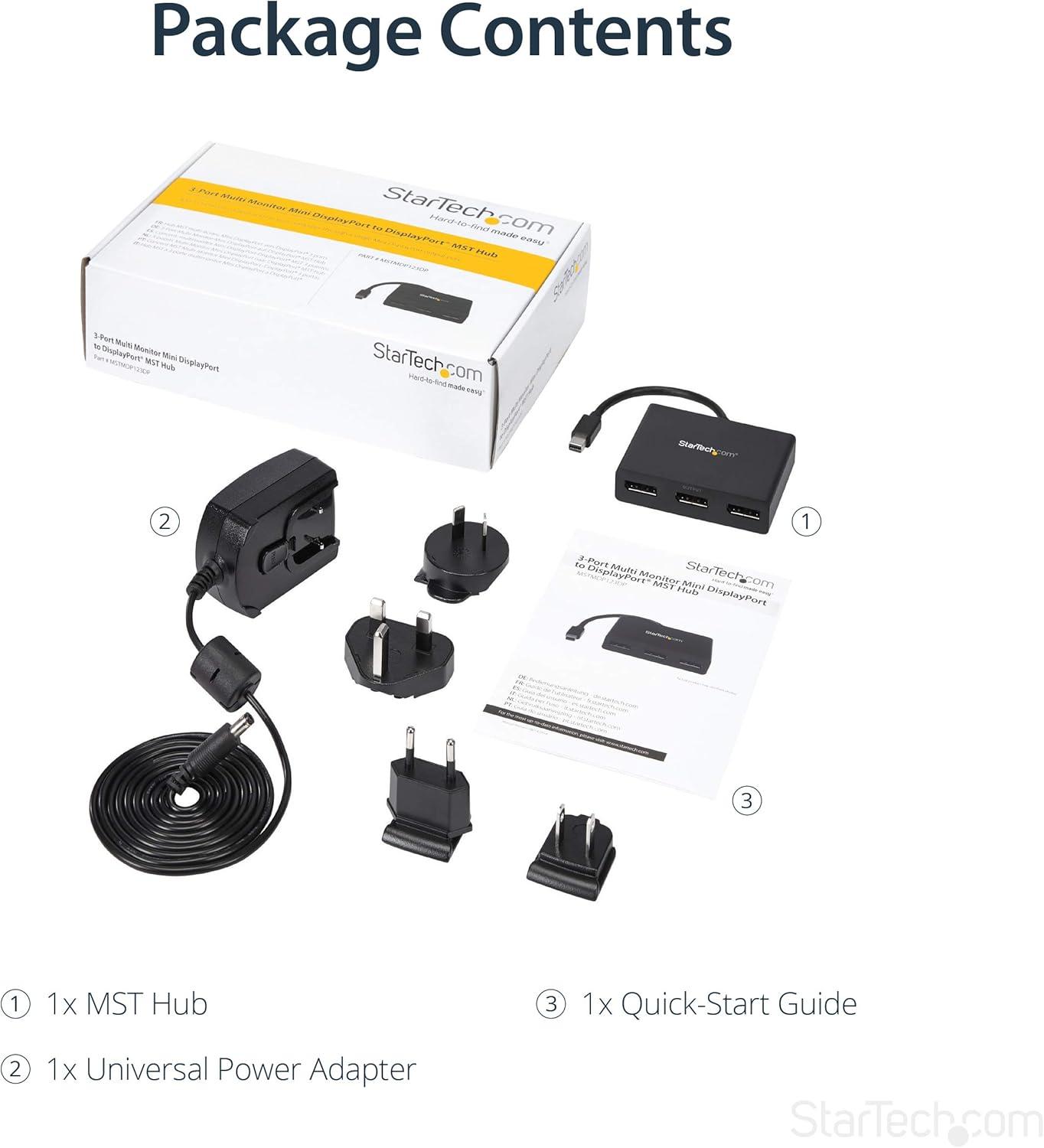 imageStarTechcom Adaptateur Multicrans 3 ports Hub MST Rpartiteur Vido Multicrans Triple cran Mini DisplayPort 12 vers 3 DisplayPort 4k MSTMDP123DP3 Ports Mini DisplayPort vers DisplayPort