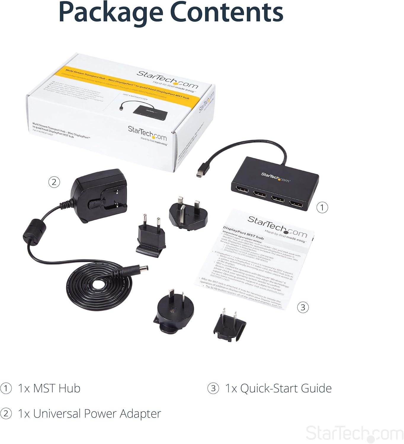 imageStarTechcom Adaptateur Multicrans 3 ports Hub MST Rpartiteur Vido Multicrans Triple cran Mini DisplayPort 12 vers 3 DisplayPort 4k MSTMDP123DP4 Ports Mini DisplayPort vers DisplayPort
