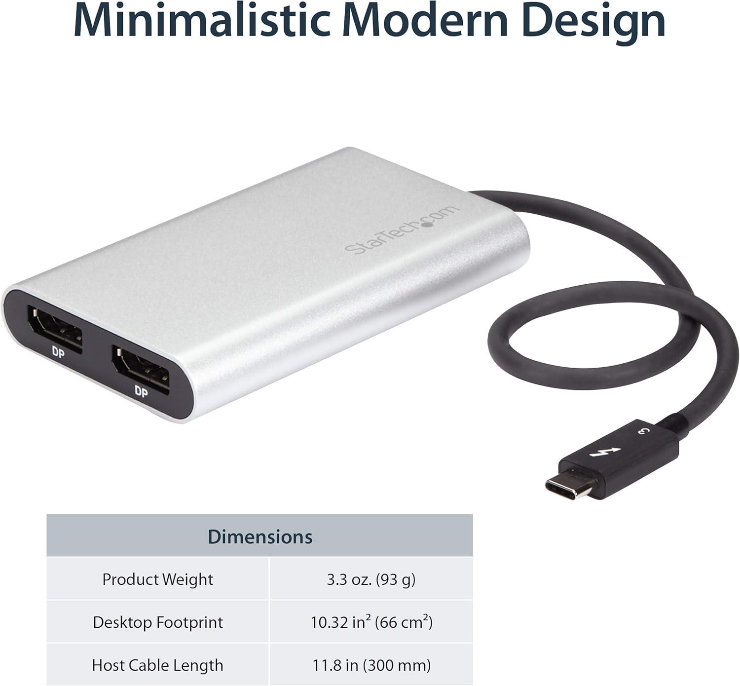 imageStarTechcom Adaptateur Thunderbolt 3 vers Double DP Adaptateur Vido Double cranMulticran Thunderbolt 3 vers Double DP 12 DP 4K 60 Hz5k Thunderbolt Type C vers DP TB32DP2TDisplayPort Mac et Windows