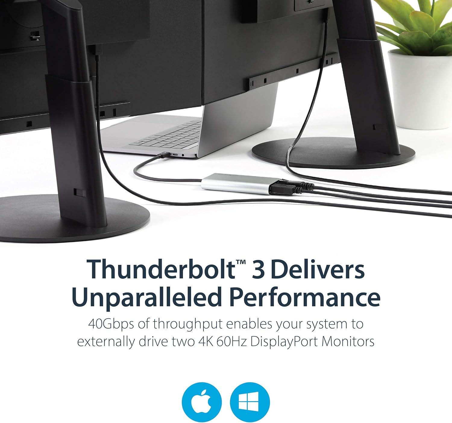 imageStarTechcom Adaptateur Thunderbolt 3 vers Double DP Adaptateur Vido Double cranMulticran Thunderbolt 3 vers Double DP 12 DP 4K 60 Hz5k Thunderbolt Type C vers DP TB32DP2TDisplayPort Mac et Windows