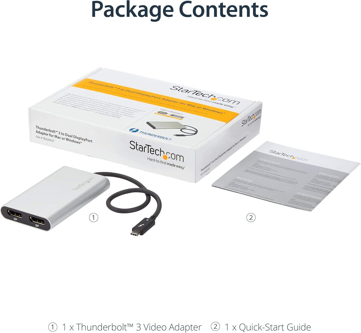 imageStarTechcom Adaptateur Thunderbolt 3 vers Double DP Adaptateur Vido Double cranMulticran Thunderbolt 3 vers Double DP 12 DP 4K 60 Hz5k Thunderbolt Type C vers DP TB32DP2TDisplayPort Mac et Windows