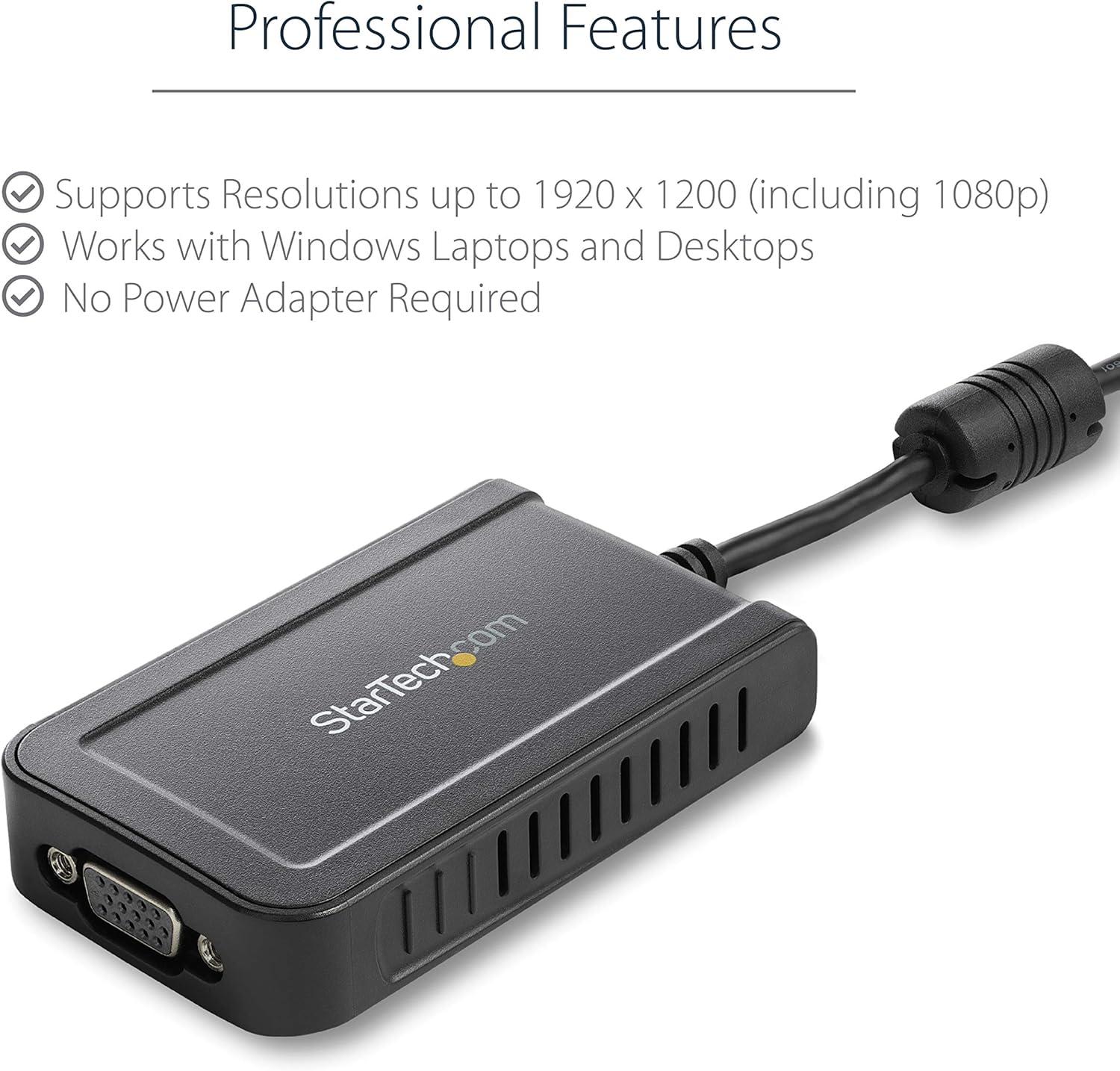 imageStarTechcom Adaptateur USB 20 vers VGA Convertisseur USB vers VGA 1080p Pas de Support pour macOSChromeOSLinux