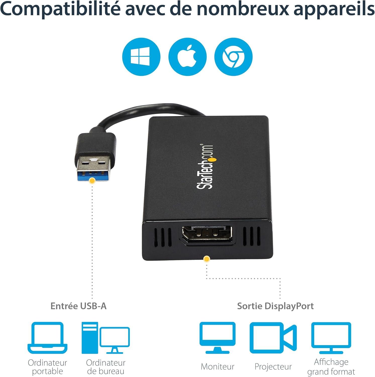 imageStarTechcom Adaptateur Vido Multicrans USB 30 vers DisplayPort 4K Carte Graphique Externe Certifi DisplayLink Ultra HD 4K USB32DP4K