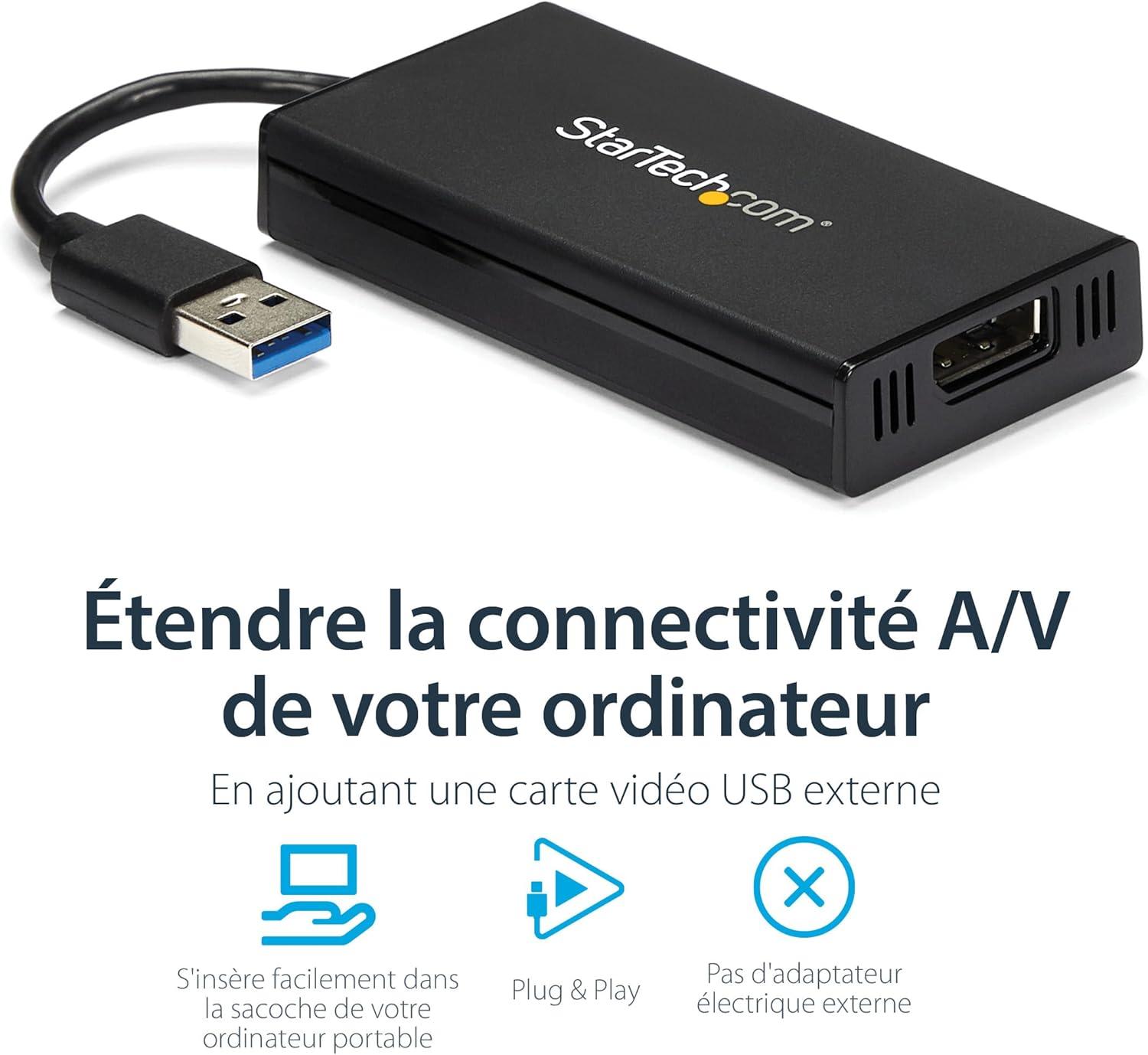 imageStarTechcom Adaptateur Vido Multicrans USB 30 vers DisplayPort 4K Carte Graphique Externe Certifi DisplayLink Ultra HD 4K USB32DP4K