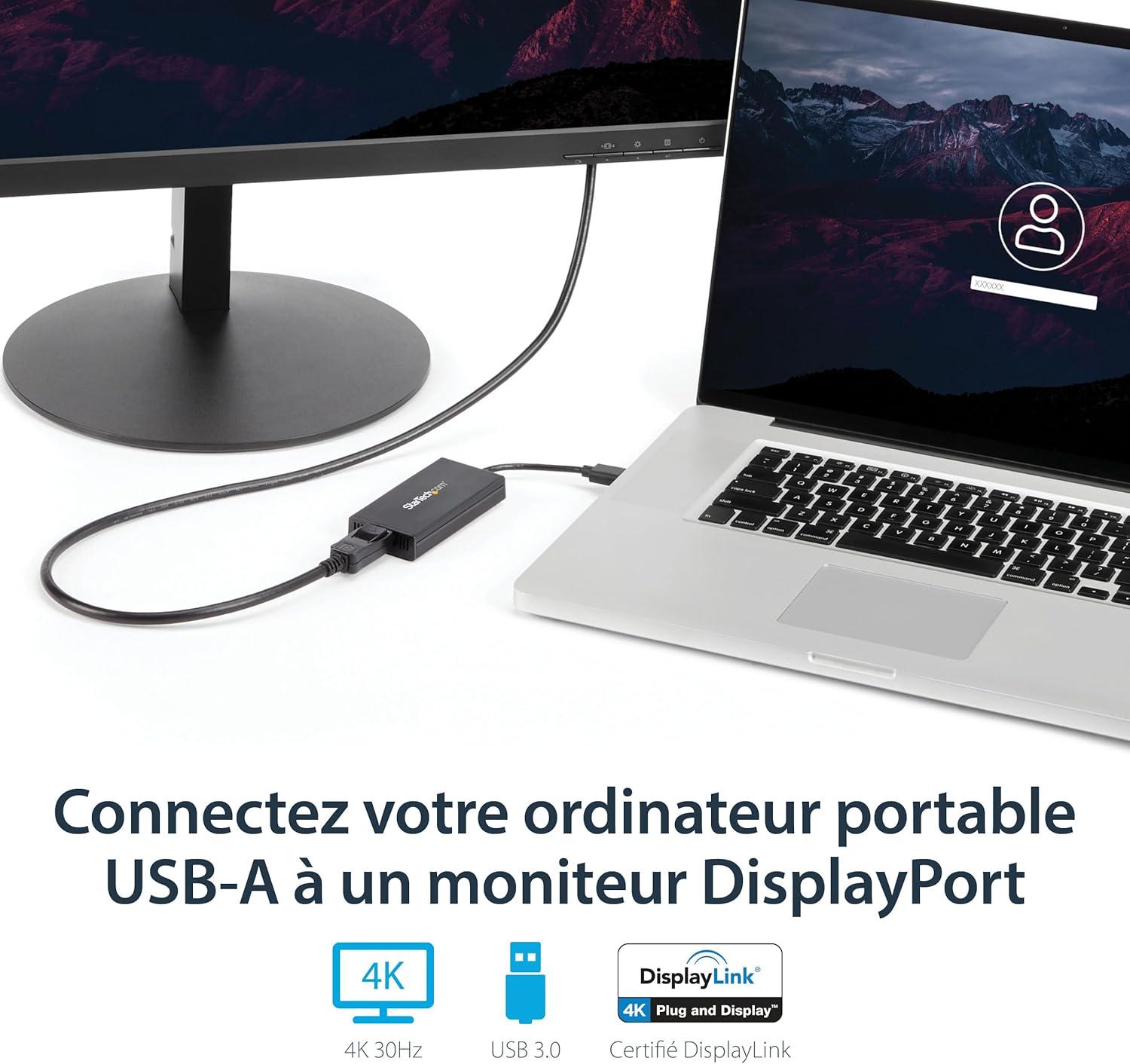 imageStarTechcom Adaptateur Vido Multicrans USB 30 vers DisplayPort 4K Carte Graphique Externe Certifi DisplayLink Ultra HD 4K USB32DP4K