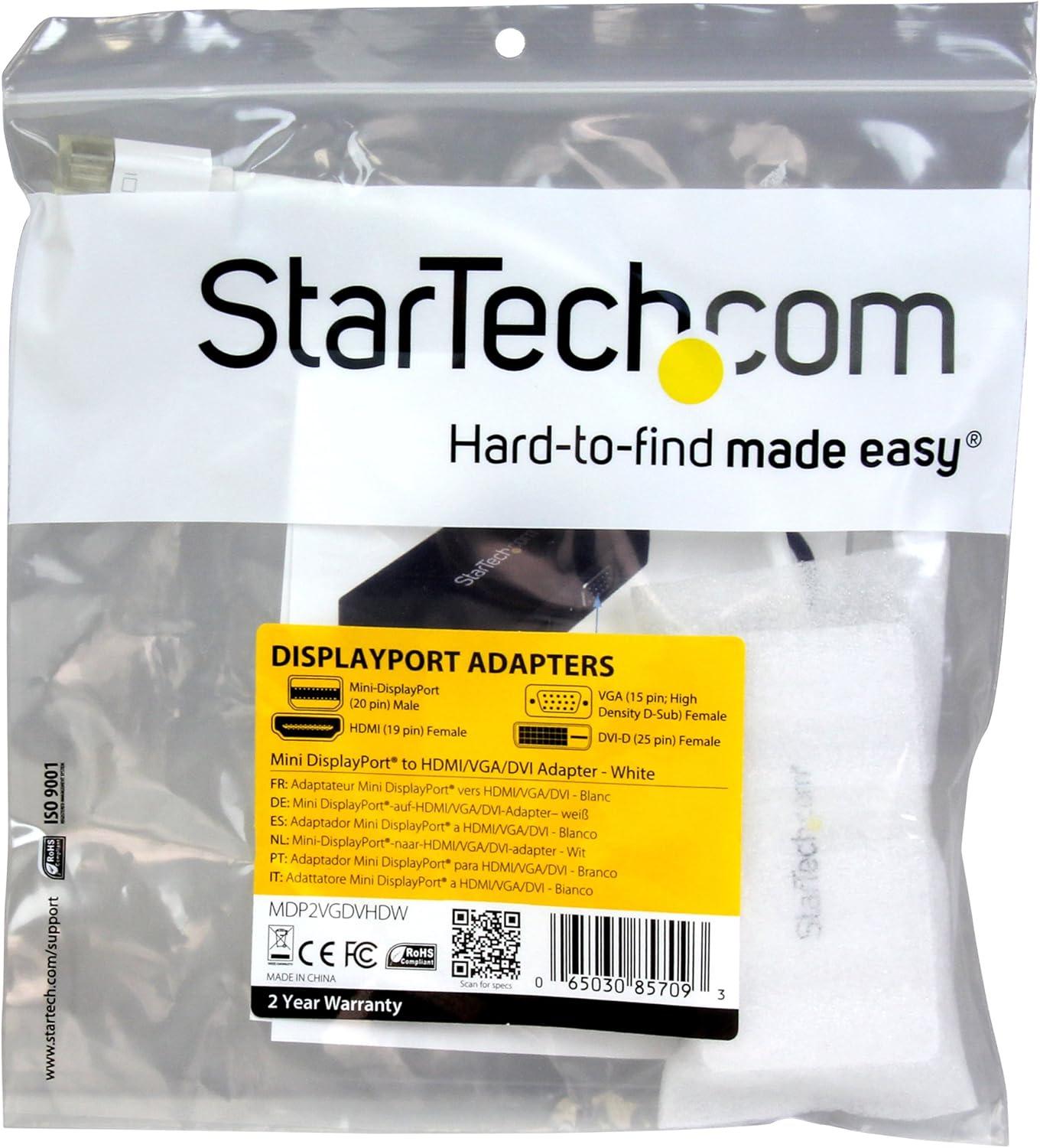 imageStarTechcom Adaptateur audio vido de voyage Convertisseur 2en1 DisplayPort vers HDMI ou VGA 1920x1200 1080p Noir DP2HDVGAWhite