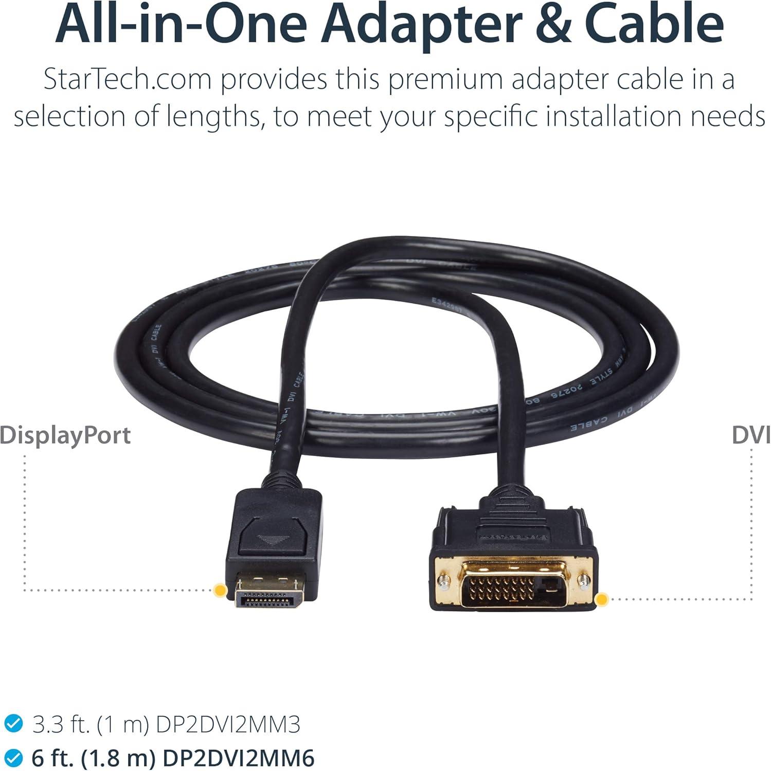 imageStarTechcom Cble DisplayPort vers DVI 2 m 1920 x 1200 MM Cble Adaptateur convertisseur DisplayPort DP vers DVI Cordon DisplayPort Cble dcran DisplayPort passif DP2DVI2MM61 8 m