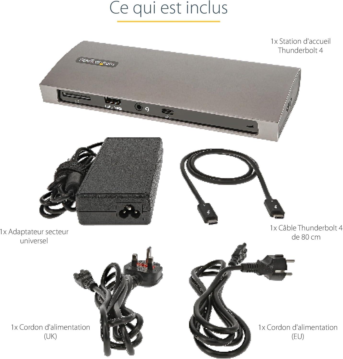 imageStarTechcom Dock Thunderbolt 4 Hub TB4 96W PD Moniteur Unique 8KDouble Moniteurs 4K 60Hz Docking Station TB4 3xTB4USB44xUSBASDGbEThunderbolt 4 Double moniteur