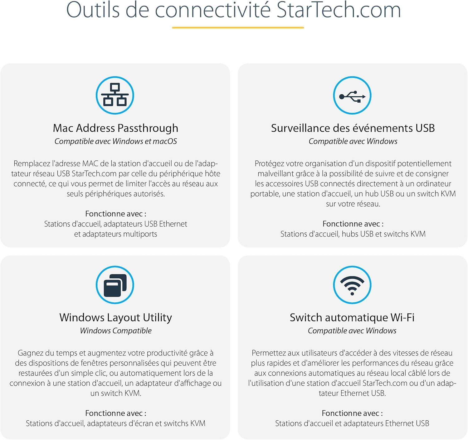 imageStarTechcom Dock Thunderbolt 4 Hub TB4 96W PD Moniteur Unique 8KDouble Moniteurs 4K 60Hz Docking Station TB4 3xTB4USB44xUSBASDGbEThunderbolt 4 Double moniteur