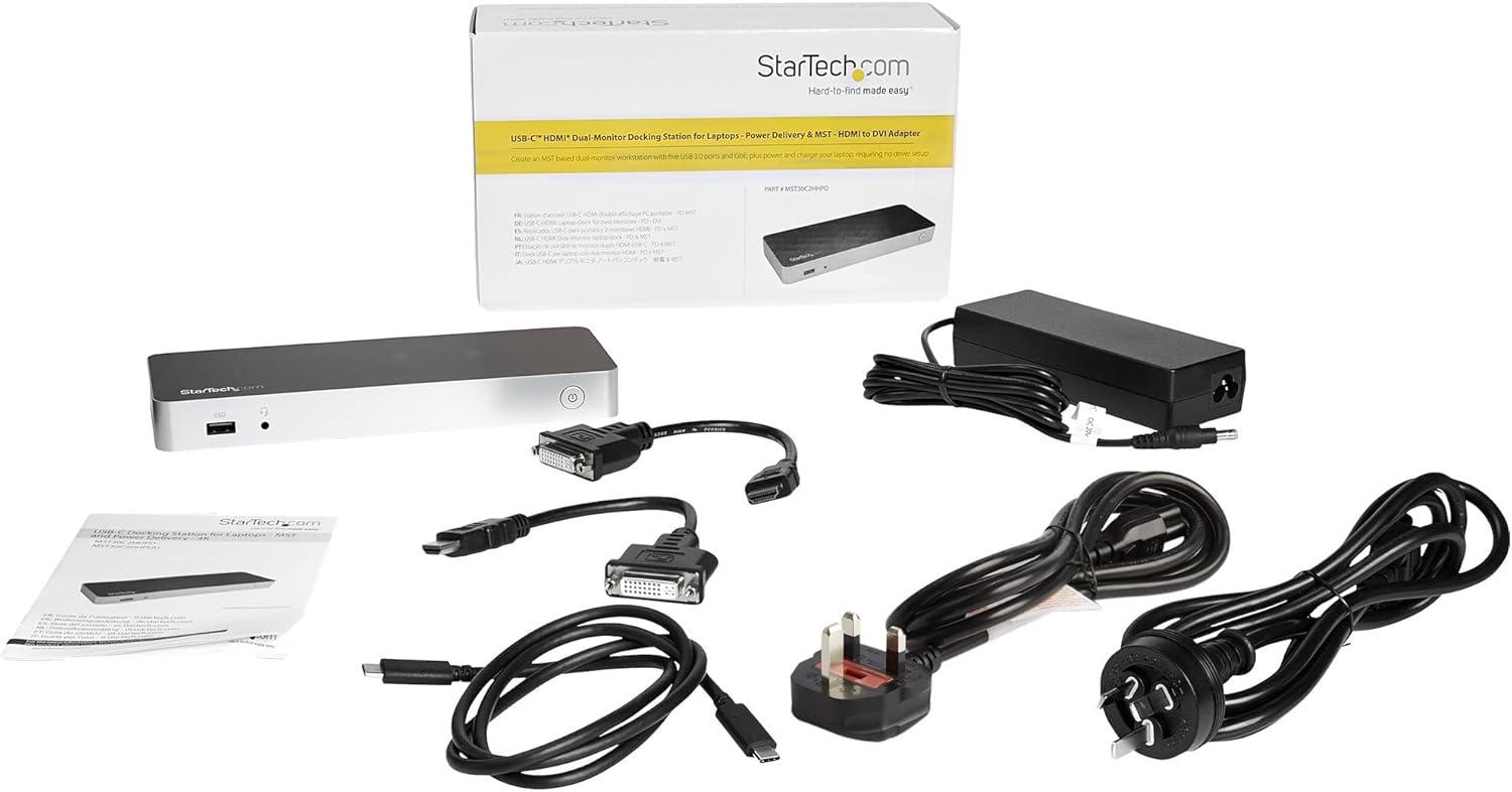 imageStarTechcom Station daccueil USBC double affichage pour PC portable Windows MST et Power Delivery 60W Adaptateurs HDMI vers DVI MST30C2HHPDU