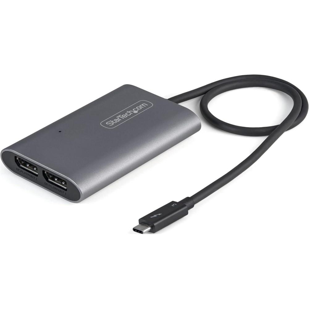 imageStarTechcom Adaptateur Thunderbolt vers Dual DisplayPort DP 14 Adaptateur Thunderbolt vers Double 4K 60Hz DP ou Single Vido 8K5K TB vers Double cran DisplayPort MacWindows TB32DP14Facteur de forme du connecteur 1 Straight Facteur de forme du connecteur 2 Straight
