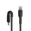 Câble USB-C vers Lightning bLANC Robuste 2 m – Câble de Charge/Synchronistation USB Type C vers Lightning Fibre Aramide – iPad/iPhone 12 Certifié Apple MFi (RUSBCLTMM2MW)(Noir)