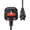 StarTech – 2m Laptop Power Cord 3 Slot for UK BS1363 to C5 Clover Leaf – Câble d&rsquo;alimentation (250 VCA) – BS 1363 (M) – IEC 320 en 60320 C5-2 m – Moulé – Noir – Royaume-Uni