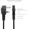 StarTech – 2m Laptop Power Cord 3 Slot for UK BS1363 to C5 Clover Leaf – Câble d&rsquo;alimentation (250 VCA) – BS 1363 (M) – IEC 320 en 60320 C5-2 m – Moulé – Noir – Royaume-Uni