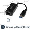 StarTech.com Adaptateur USB 3.0 vers Gigabit Ethernet – Convertisseur Réseau 10/100/1000 NIC – Adaptateur Réseau USB vers RJ45 pour PC Portables et de Bureau – Alimenté par Bus USB (USB31000S)(Black)
