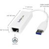 StarTech.com Adaptateur USB 3.0 vers Gigabit Ethernet – Convertisseur Réseau 10/100/1000 NIC – Adaptateur Réseau USB vers RJ45 pour PC Portables et de Bureau – Alimenté par Bus USB (USB31000S)(White)