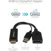 StarTech.com Adaptateur actif vidéo DVI ou HDMI vers DisplayPort – Convertisseur DP – M/F – 1900 x 1200 (HDMI2DP)(HDMI vers DisplayPort – 4K30 avec alimentation USB)