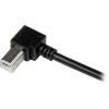 StarTech.com Câble USB 2.0 Type A vers USB Type B Coudé à droite Mâle / Mâle – Adaptateur pour imprimante 1 m Noir (USBAB1MR)(3 m)
