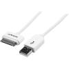 StarTech.com Câble connecteur Apple Dock 30 broches vers USB de 1 m pour iPad, iPhone, iPod – Blanc (USB2ADC1M)(0.9 m)
