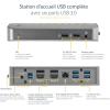 StarTech.com Dock USB-C USB-A – Station d&rsquo;accueil USB 3.0 Hybride Universelle pour PC Portable USB-C ou USB-A – Double Écran 4K 60Hz HDMI/DisplayPort – 6X USB-A, GbE – USB 3.1 Gen 1 – Windows/Mac