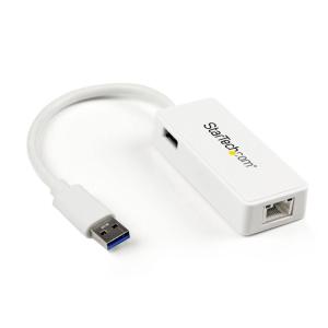 STARTECH.COM Adaptateur réseau USB 3.0 vers Gigabit Ethernet avec port USB – Noir(Blanc | 1 Port)