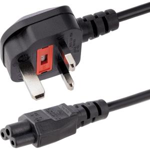 StarTech – 2m Laptop Power Cord 3 Slot for UK BS1363 to C5 Clover Leaf – Câble d&rsquo;alimentation (250 VCA) – BS 1363 (M) – IEC 320 en 60320 C5-2 m – Moulé – Noir – Royaume-Uni