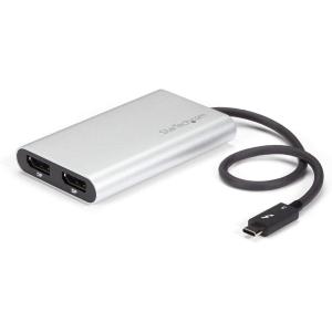 StarTech.com Adaptateur Thunderbolt 3 vers Double DP – Adaptateur Vidéo Double Écran/Multi-Écran Thunderbolt 3 vers Double DP 1.2 (DP) 4K 60 Hz/5k – Thunderbolt Type C vers DP (TB32DP2T)(DisplayPort – Mac et Windows)