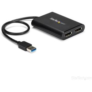 StarTech.com Adaptateur USB 3.0 vers double DisplayPort 4K 60 Hz – Carte graphique externe USB 3.0 vers 2 ports DP (USB32DP24K60)