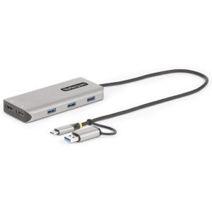 StarTech.com Adaptateur USB-C vers Double HDMI – USB-C ou A vers 2X HDMI – 4K 60Hz – 100W Power Delivery Pass-Through – Câble Intégré de 30cm – Convertisseur USB-C vers HDMI (109B-USBC-HDMI)(2 x HDMI & 3-port hub)