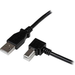 StarTech.com Câble USB 2.0 Type A vers USB Type B Coudé à droite Mâle / Mâle – Adaptateur pour imprimante 1 m Noir (USBAB1MR)(1 m)