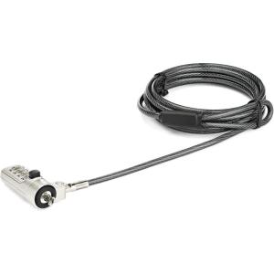 Câble antivol antivol pour Ordinateur Portable – 2 m – Combinaison à 4 Chiffres – en Acier revêtu de Vinyle
