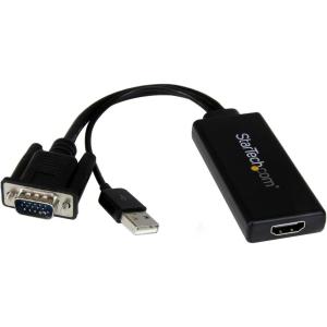 StarTech.com Adaptateur VGA vers HDMI avec audio et alimentation par USB – Convertisseur VGA vers HDMI portable – 1080p (VGA2HDU)