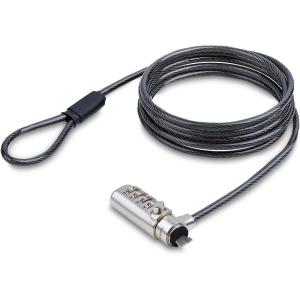 StarTech.com Antivol pour PC Portable Compatible K-Slot, Câble de Verrouillage de 2m, Câble en Acier, Serrure à Combinaison